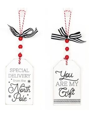 Set/2 Wooden Gift Tag Ornaments
